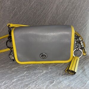Coach Legacy Leather Penny Shoulder Bag - Grey & Yellow Two-Tone